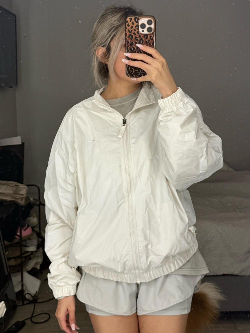 Nike White Windbreaker Jacket